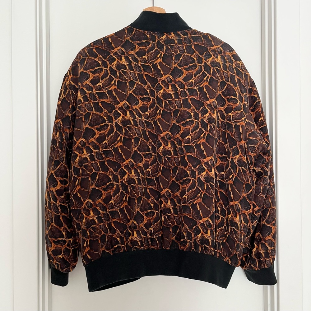 Vintage Spenser Jeremy Women's Silk Bomber Jacket Sz Large Animal Print 90s Y2K - Picture 2 of 6